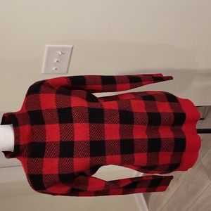 Loft Black & Red Plaid Sweater-Small